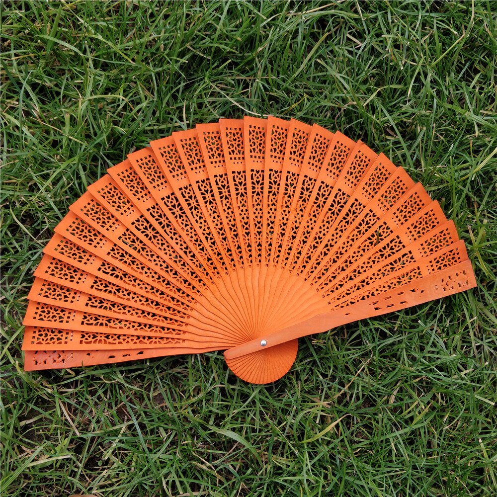 Wedding Hand Fragrant Party Carved Bamboo Folding Fan Chinese Style Wooden Hand Fan Ladies Fans Abanicos Para Boda G815: B