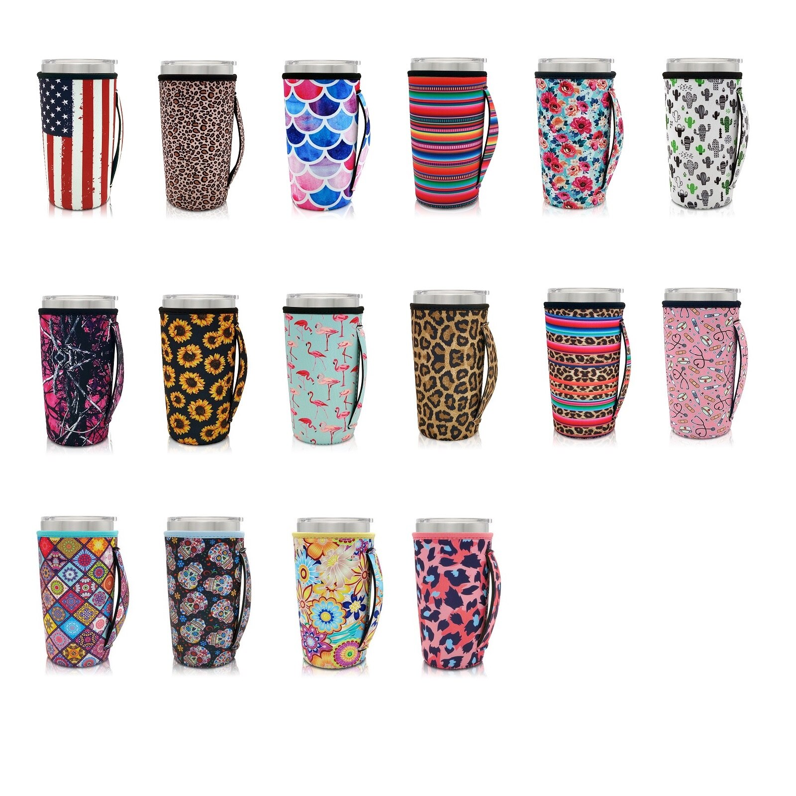 Reusable Iced Coffee Cup Sleeve Neoprene Insulated Sleeves Cup Cover Holder Idea for 20oz Tumbler Cup