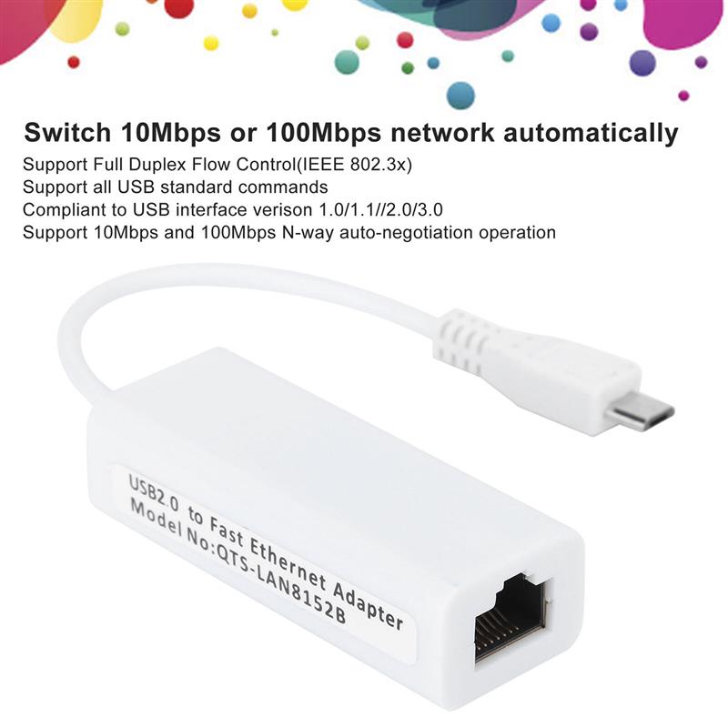 Ethernet Adapter Micro USB LAN Adapter USB 2.0 to 10/100 Network RJ45 LAN Wired Adapter for Raspberry PI Zero