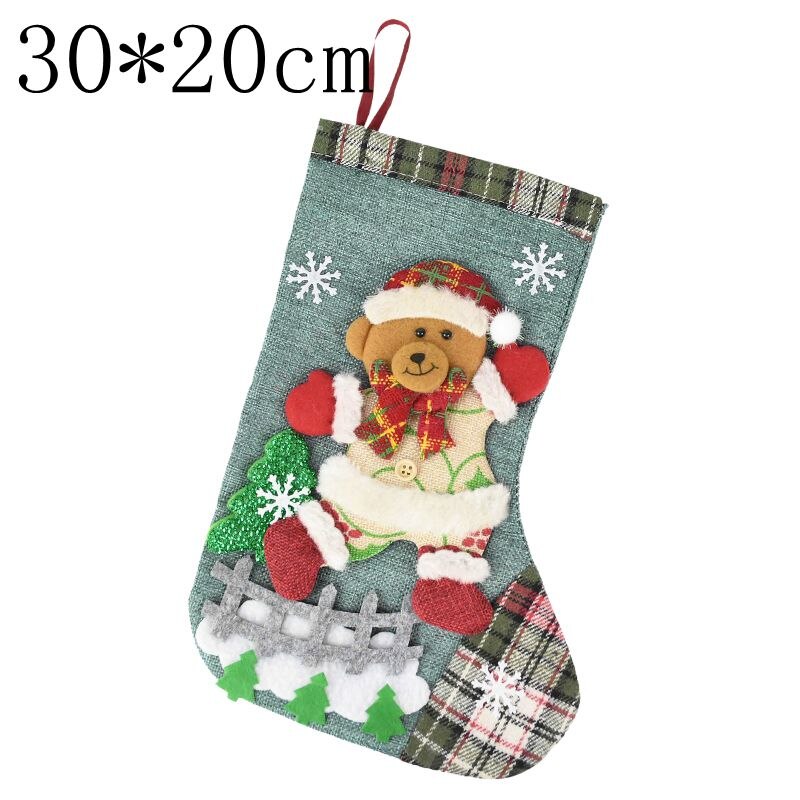 Kerst Cadeau Zakken Kerst Kous Kerstboom Ornamenten Voor Thuis Nieuwjaar Sokken Noel Natal Navidad Decoratie Kids: 30x20cm B02
