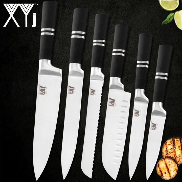 XYj Kitchen Knives Paring Utility Santoku Chef Slicing Bread Stainless Steel Knives Kitchen Tools Accessories: B.6 pcs set