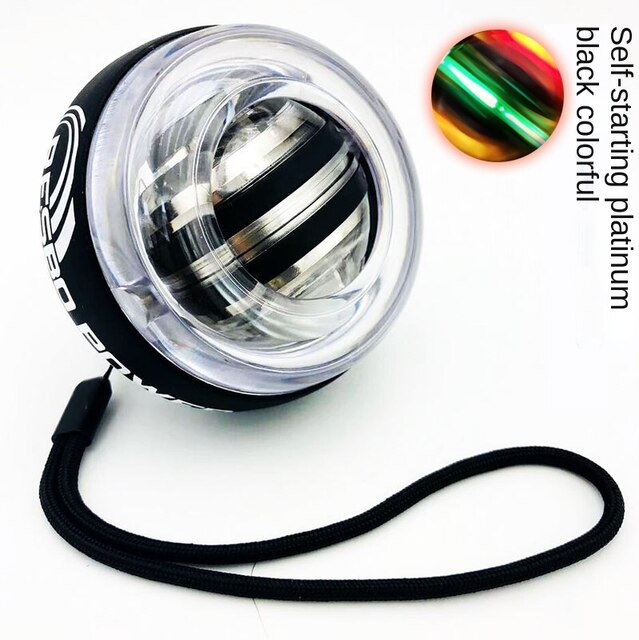 Boule de puissance pour la relaxation des muscles, Gyroscope, LED + compteur de vitesse, exercice de renforcement des mains, Gyro Powerball de Fitness: Black colorful