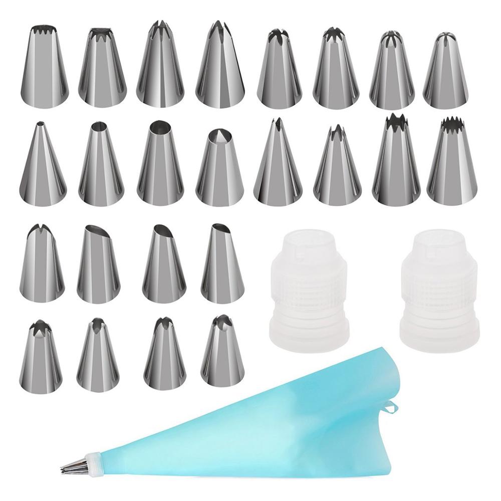 Cake Decorating Tools Icing Tips 128 Pcs Confectionery Bag Turntable Pastry Nozzles Converter Baking Tools For Cakes