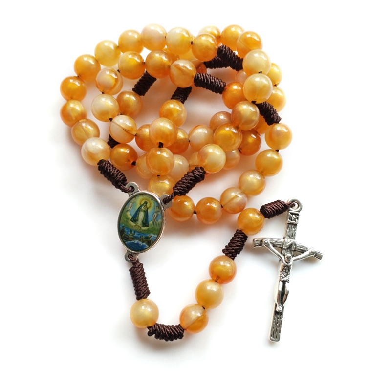10mm Rosary Beads Luminous Necklace Jesus Crucifix Cross Pendant Necklaces Glow in Dark Religious Jewelry for Men Women: 7