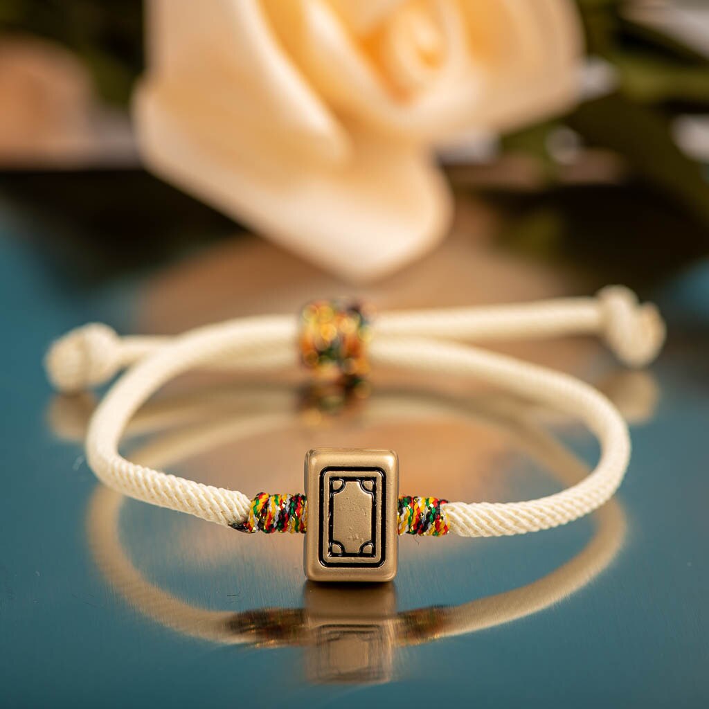 Mahjong caracteres chinos pulsera con colgante de esmalte de goteo de Metal pulseras de con dijes hechos a mano brazaletes al por mayor # XN004: Rojo óxido