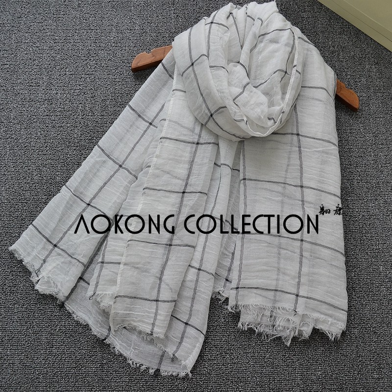 Et stykke hijab hvide kvinder gitter hijabs viskose oversize muslimsk tørklæde sjaler maxi solid almindelig plaid stole