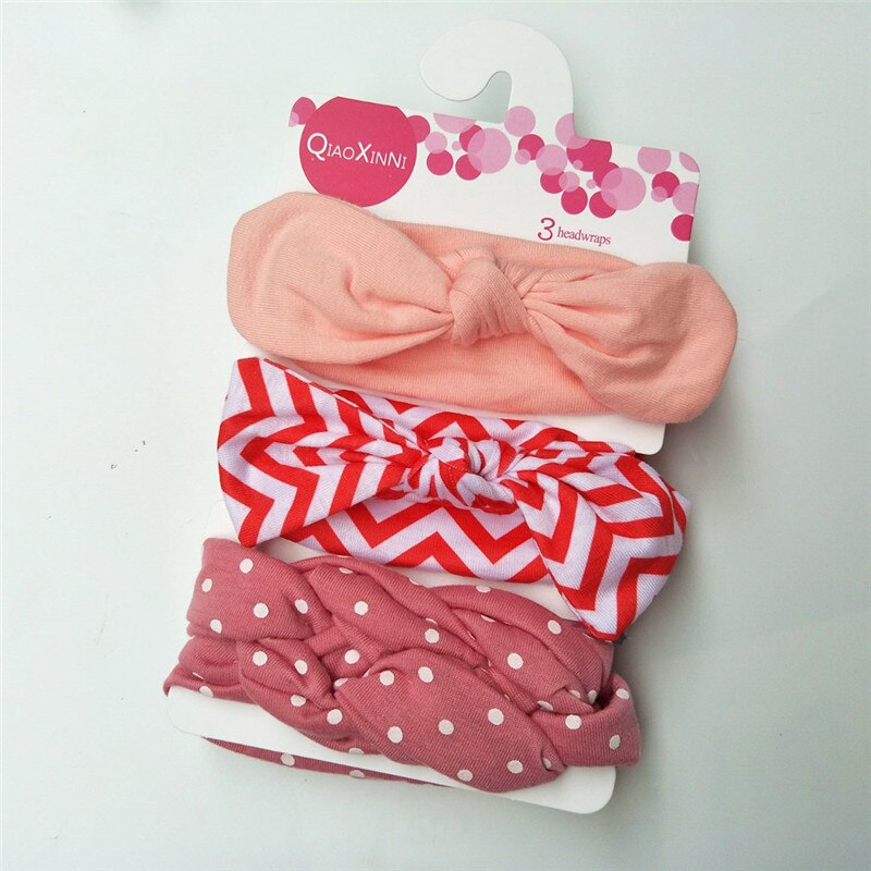impostato 3 Accessori Capelli Bambina - fascia turbante Orecchie Coniglio Fiocco - Cotone Floreale Elastico: R20T