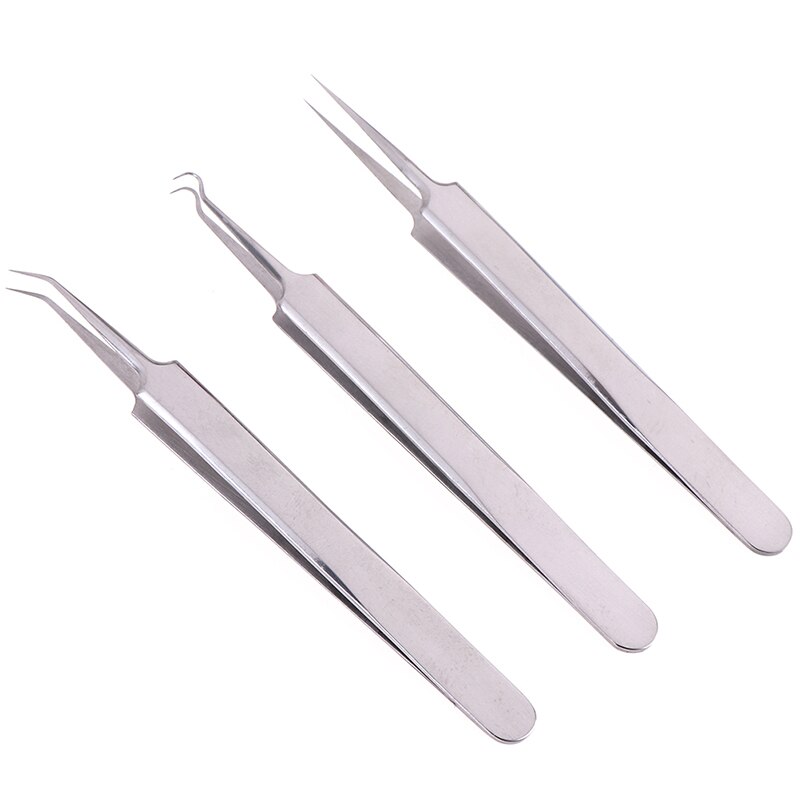 3 Stks/set Precisie Pincet Rvs Gebogen Fijne Tip Pincet Tang 11.5Cm