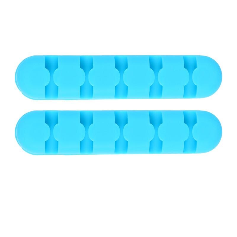 2pcs DIY Storage Rack Sticker Desktop Data Line Organizer Cable Self Adhesive Cord Holders Buckle Silicone Line Manager A35: Blue