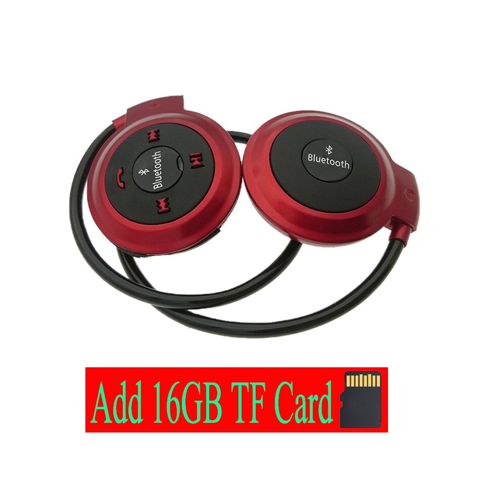 8 Hours Work Strong FM Radio 503 Bluetooth 4.0 Headset Mini 503 Sport Wireless Headphones Earphone + 64GB 32GB 16GB 8GB TF Card: Red Add 16G TF Card