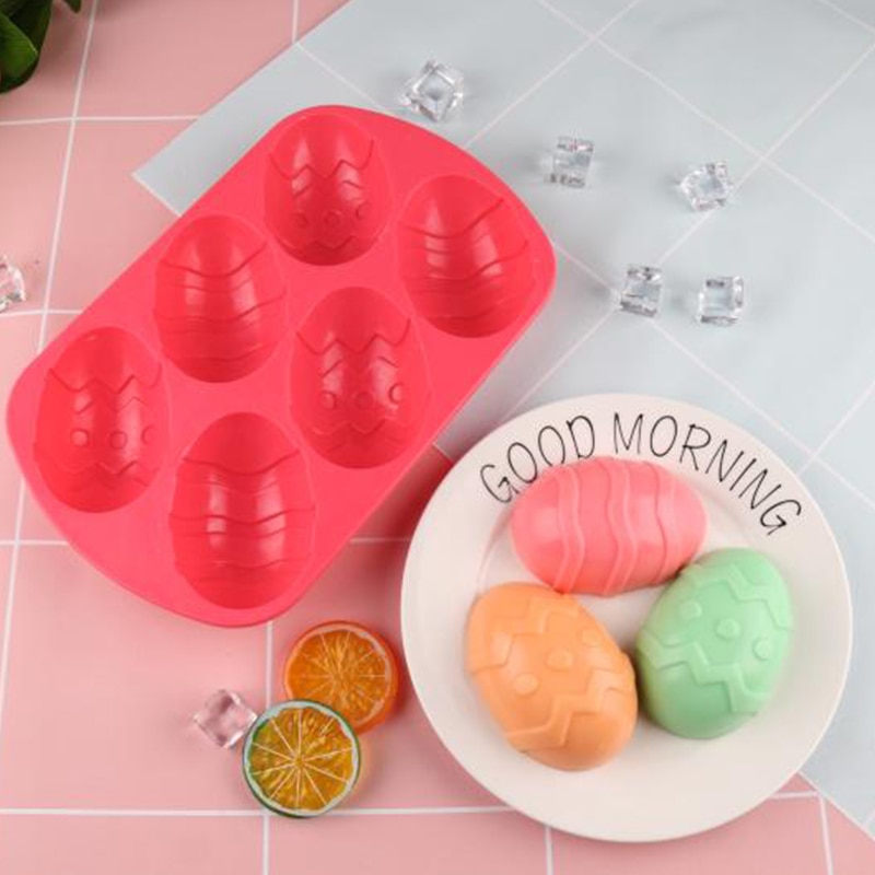 6 Cavity Easter Egg Shaped Silicone Baking Mold 3D Cake Mold Muffin Chocolate Cookie Baking Mould Pan Ice Maker Mould
