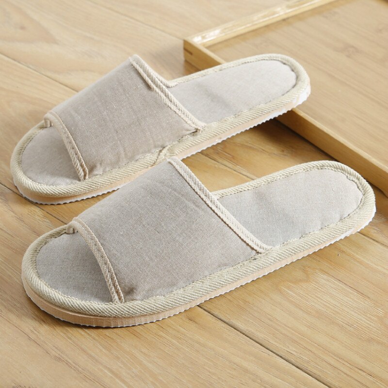 Chaussures d'été en lin pour femmes, pantoufles d'intérieur et de sol,