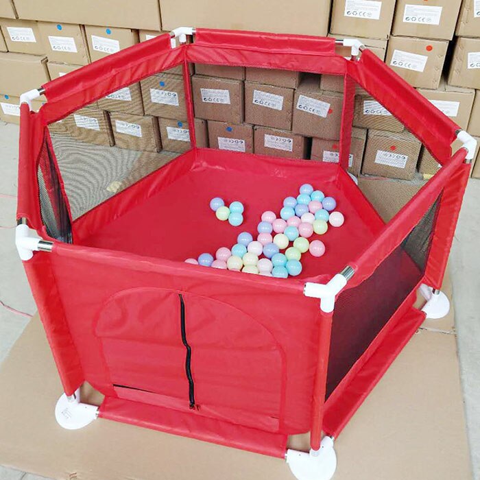 Baby Kinderbox Hek Vouwen Veiligheid Barrière Oceaan Bal Pit Kinderen Speeltuin Kinderen Spel Tent Onderdak Voor Zuigelingen Cadeau: Red white