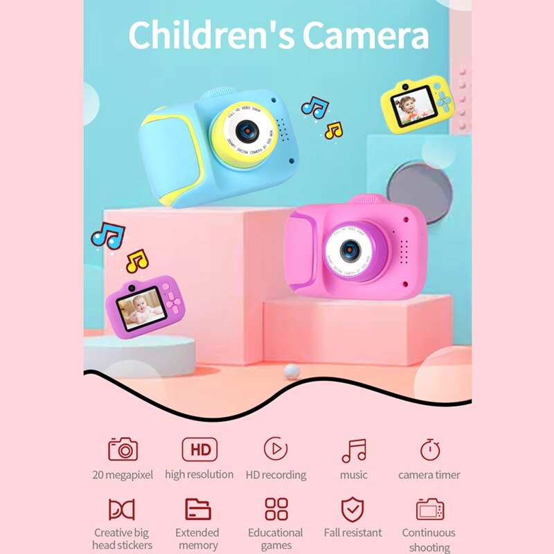 Kids Digital Camera - 20MP HD Video Photo - Waterproof Shockproof - LCD Screen - Rechargeable Battery