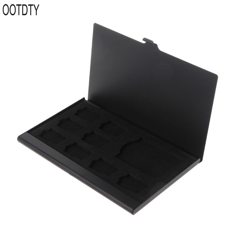 Black Portable Monolayer Aluminum Hard EVA Memory Card Storage Case Carrying Box for 1SD 8TF Micro SD Card Pin Holder