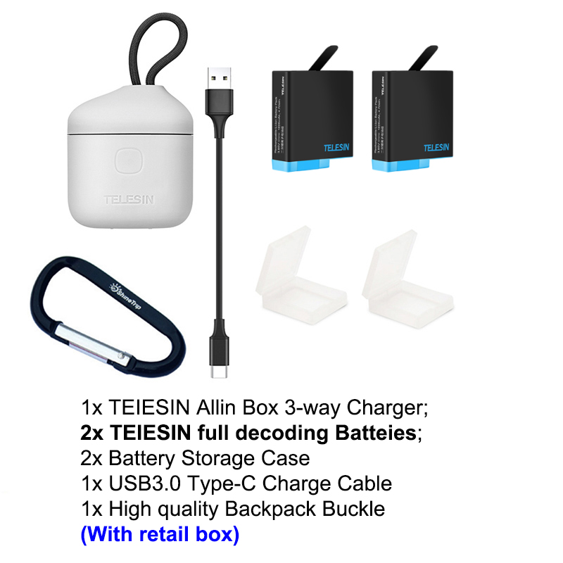 Decodificador TELESIN de batería de li para Gopro 8 7 6 5 y 3 en 1, caja de almacenamiento, cargador, lector de tarjetas para cámara go pro hero 8 5 6 7 hero8: option 8