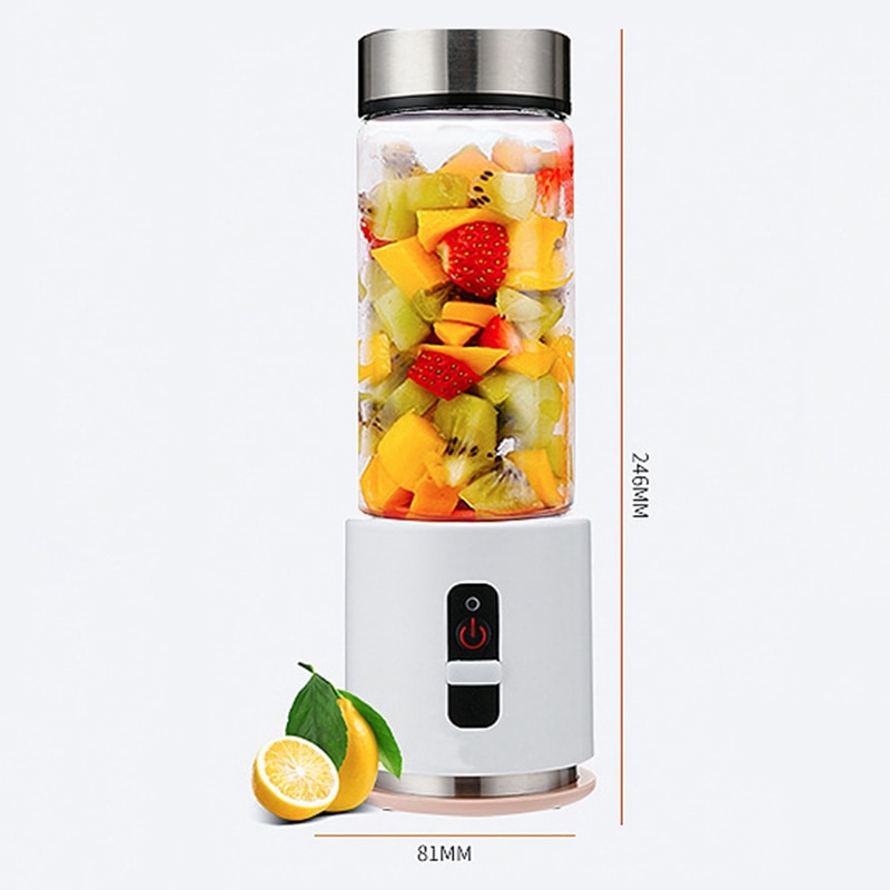 Usb Rechargeable Smoothie Blender 380Ml Glass Smoothie Blender Juicer Easy Small Portable Blender Green