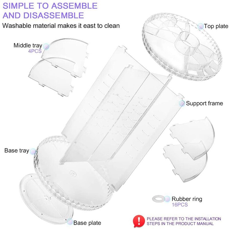 360 degree Adjustable Carousel Storage for Cosmetics,Perfumes Display Stand Box, :16 Lipstick Racks Spaces)