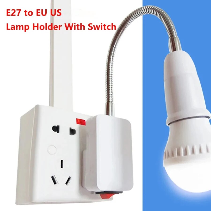Enchufe UE EE. UU. a portalámparas E27, enchufe de bombilla con interruptor, Base de lámpara Flexible, convertidor de lámpara de mesa de conversión, 20cm, 30cm, 50cm