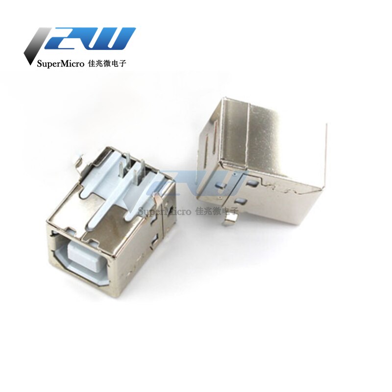 20pcs/lot USB female B-type interface square female 90 degree square mouth semi-copper printer