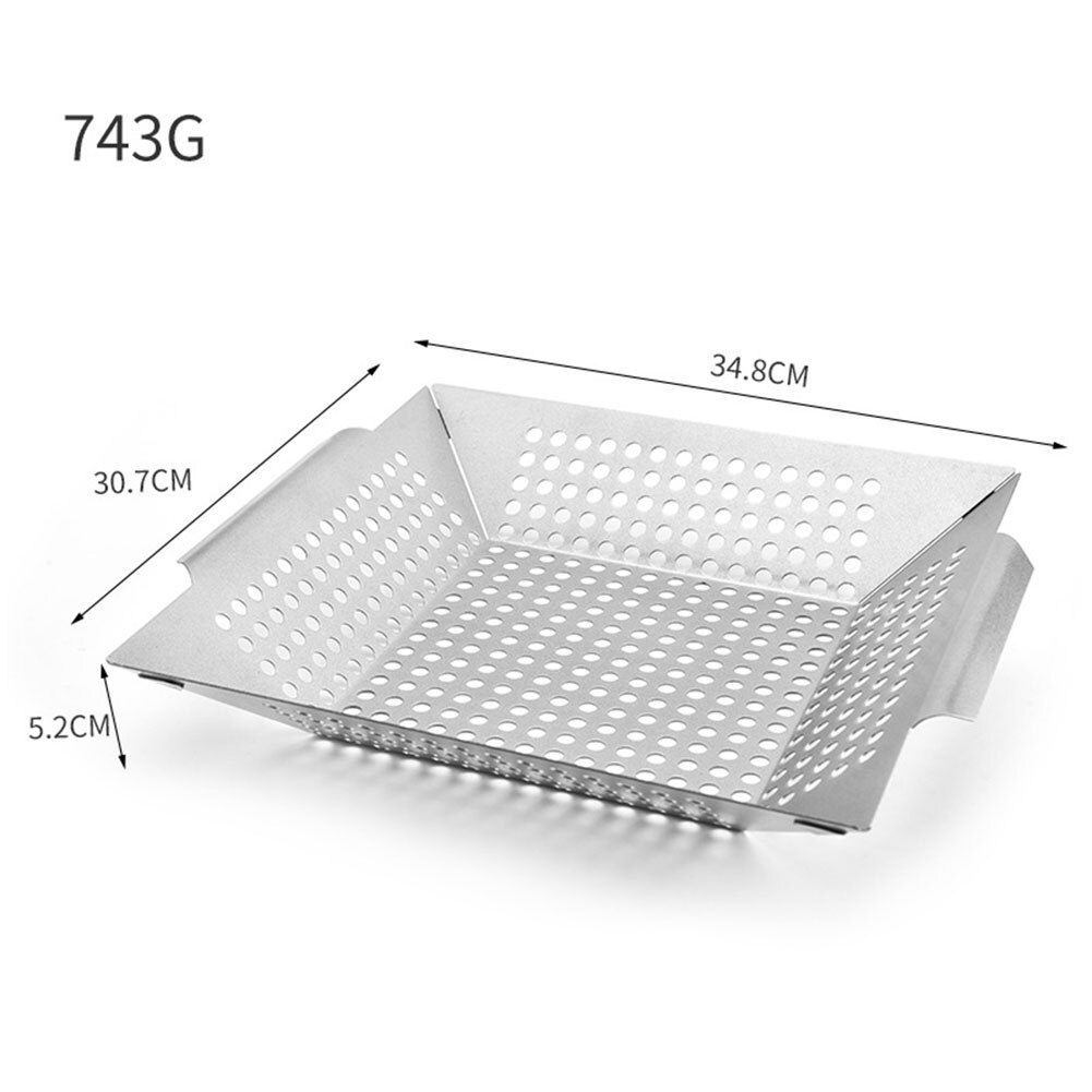 Stainless Steel With Holes Grill Pan Non Stick Barbecue Baking Tray BBQ Tools For Family Gatherings Travel Picnics Camping