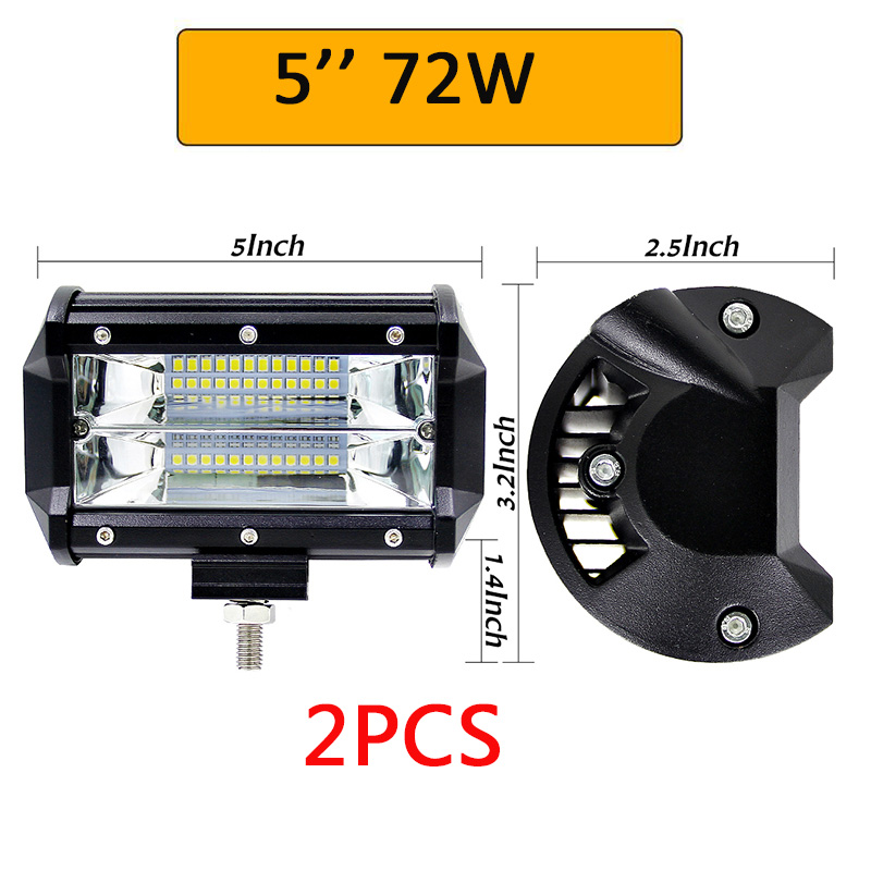 Auxtings 5 " 14 " 2 " 17 " 20 & 23 ; & #39 #39 3- riviä led-valopalkki maastoajoon led-palkki yhdistelmäkeila led-työvalopalkki kuorma-autoon, katumaasturiin, mönkijään 4 x 4 4wd 12v 24v: 2 x 72w tulvasuoja ilman johtoja