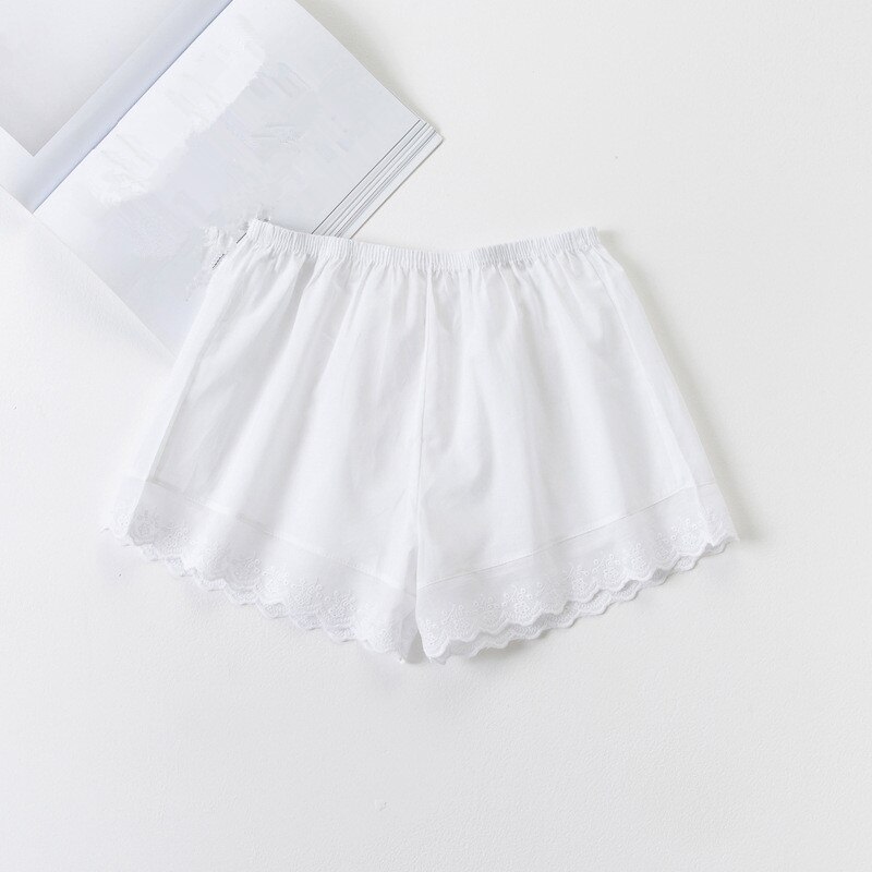 1 st sommar dam dam tunn bomullsspets strandshorts antilight bekväma coola skyddsbyxor qly 9606: Vit / S