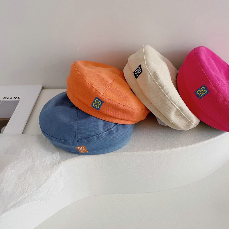 Béret pour enfants de 2 à 6 ans, chapeau de bébé avec lettres brodées, coréenne de printemps, couleur bonbon, accessoires pour enfants,