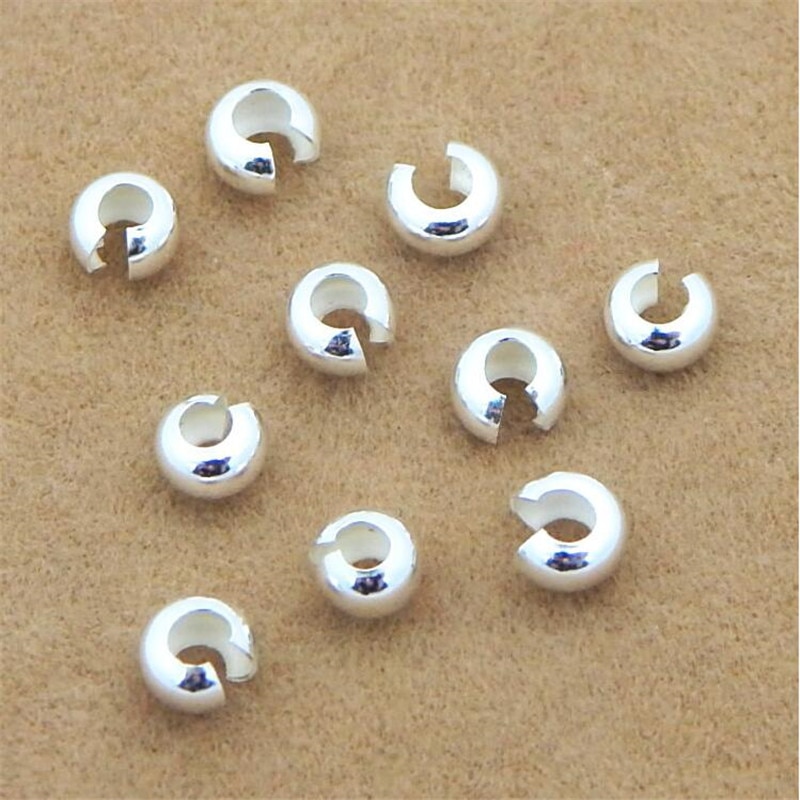 10 pcs/lot 925 Silver color Round Covers Crimp End Beads Dia 3 4 5 6 mm Stopper Spacer Beads For Diy Jewelry Making Findings