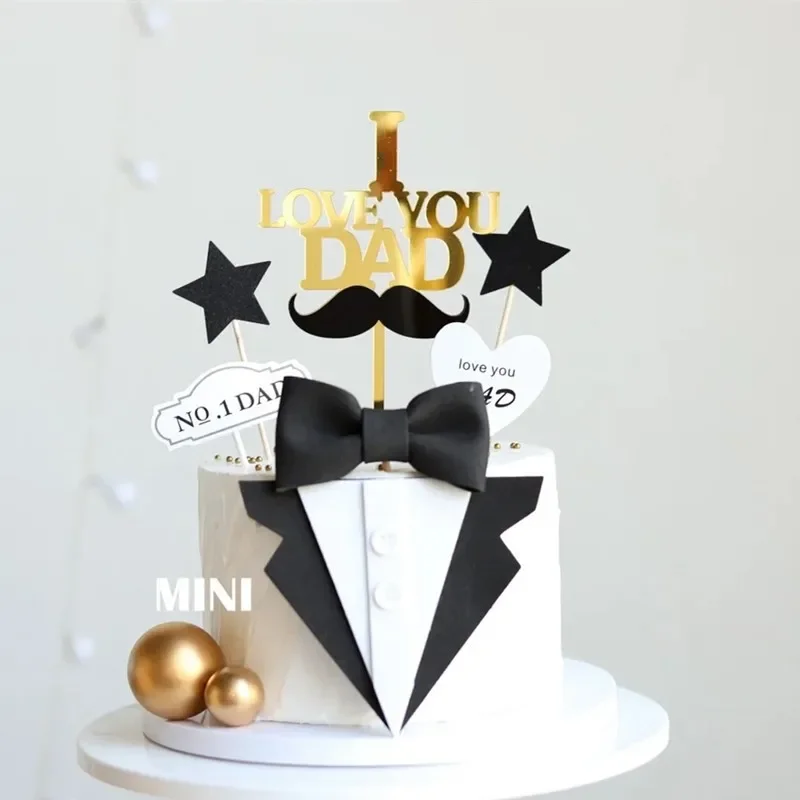 Eva Pak Vlinderdas Gelukkige Vaderdag Cake Topper Vader Verjaardag Papa Decoratie Bakken Decoreren Gereedschappen Feestartikelen