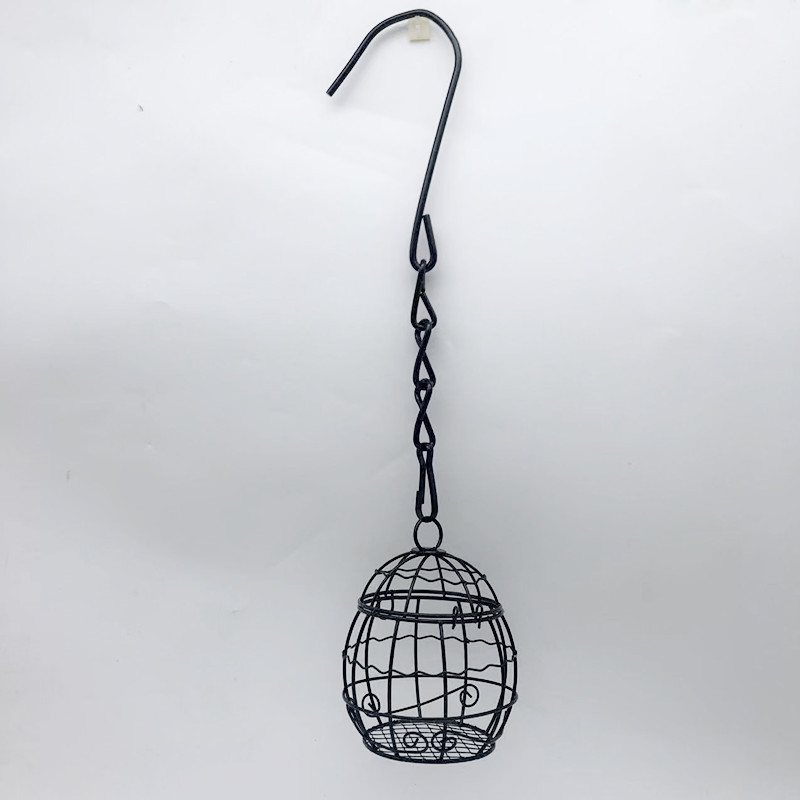 Outdoor Birdcage Bird Feeder Spring Hanging Bird Feeder Garden Yard Feeder: black