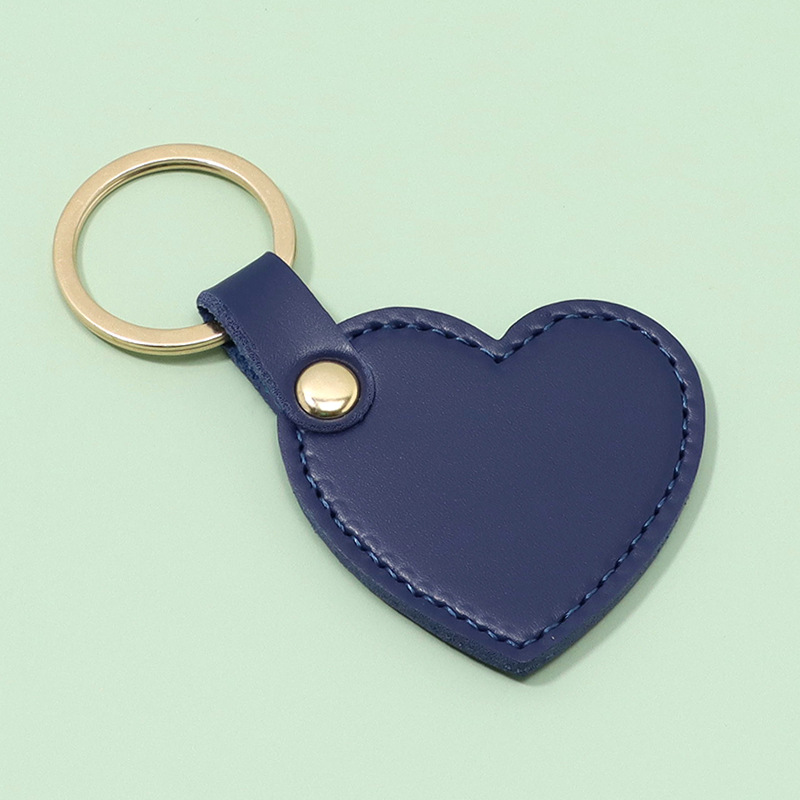 LLavero de cuero en forma de corazón para mujer, colgante de coche de Metal, pequeño, fresco, accesorios de , 5264: Azul