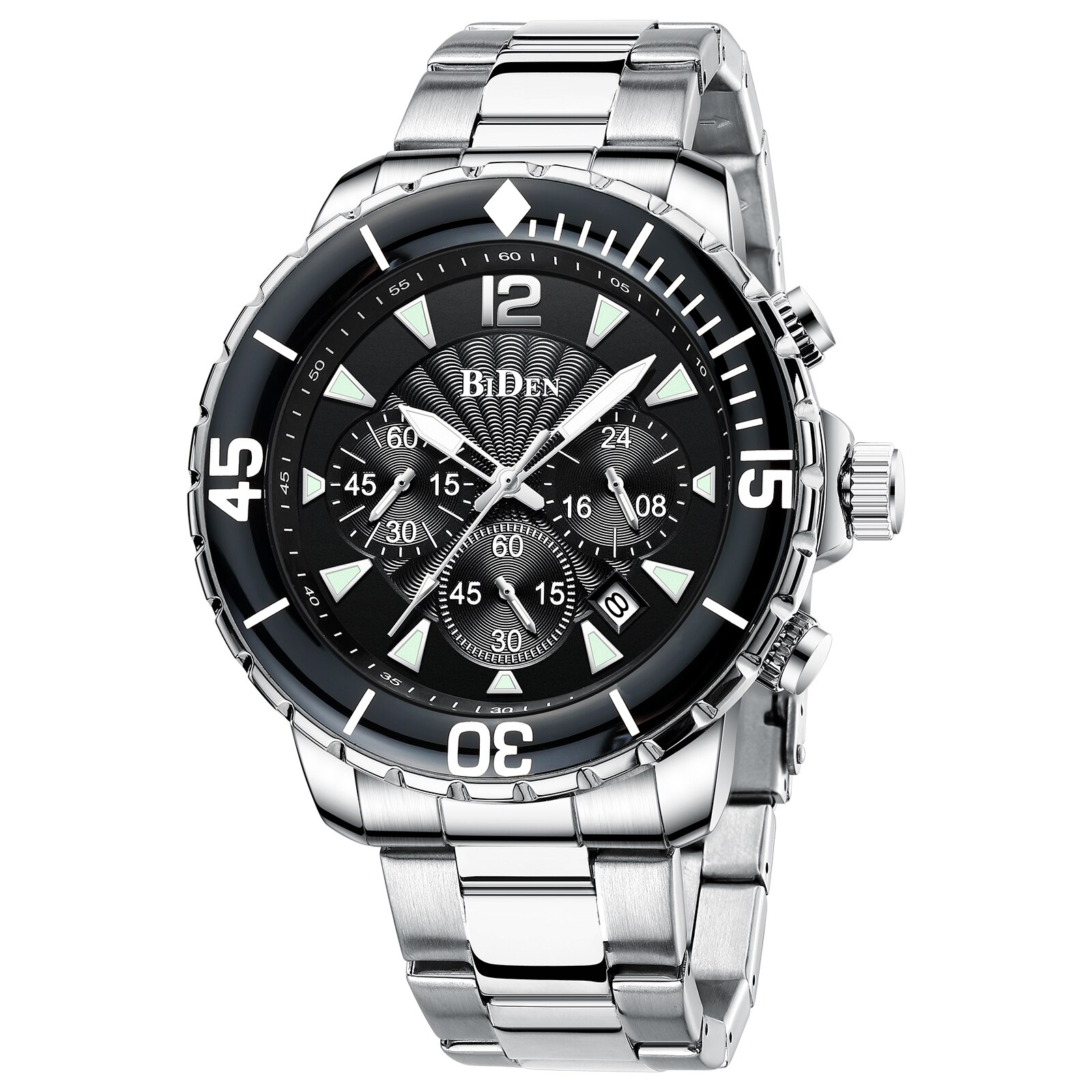 BIDEN-Reloj de pulsera de acero inoxidable para hombre, deportivo, resistente al agua, Masculino