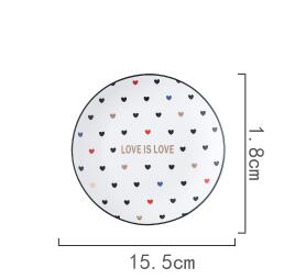 Heart patten 10 inch Dinner Plate set 8 inch ceramic cake plate porcelain 6 inch dessert dish set: A