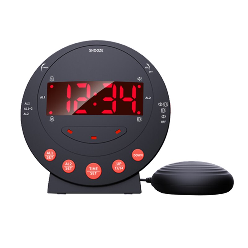 Led vibrerende højt vækkeur stærk seng vibrationsryster til tunge sovende døve senior børn display lysdæmper snooze usb oplader