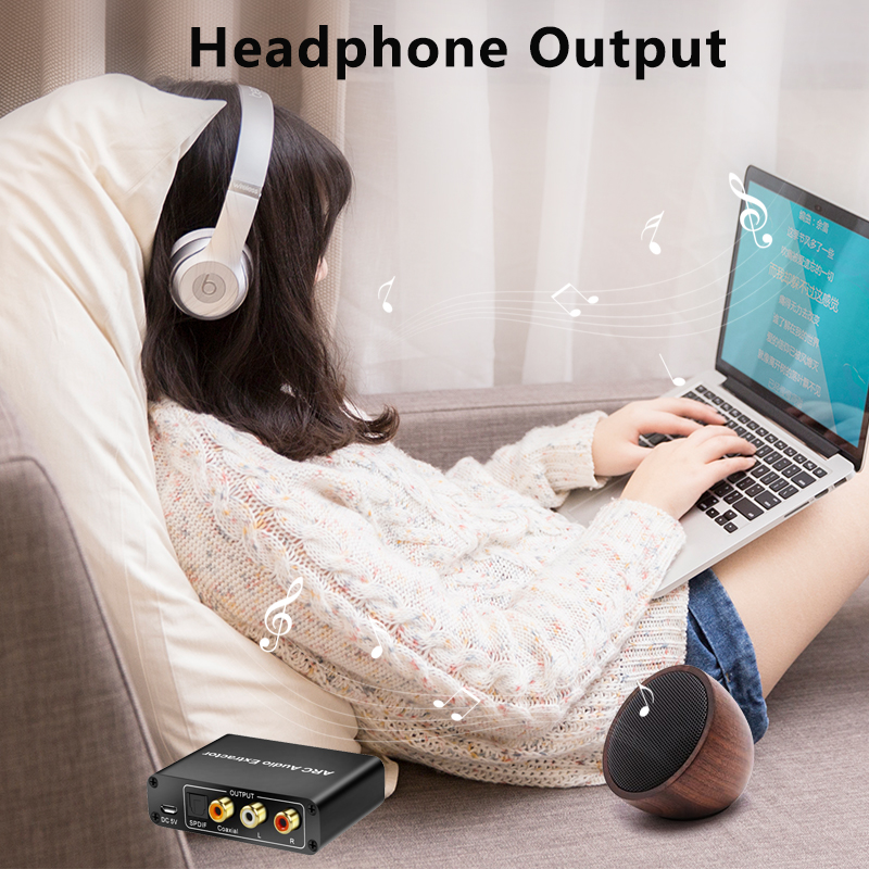 Hdmi Arc Audio Converter Adapter Arc L/R Coaxiale Spdif Jack Extractor Return Channel 3.5Mm Hoofdtelefoon Voor Tv