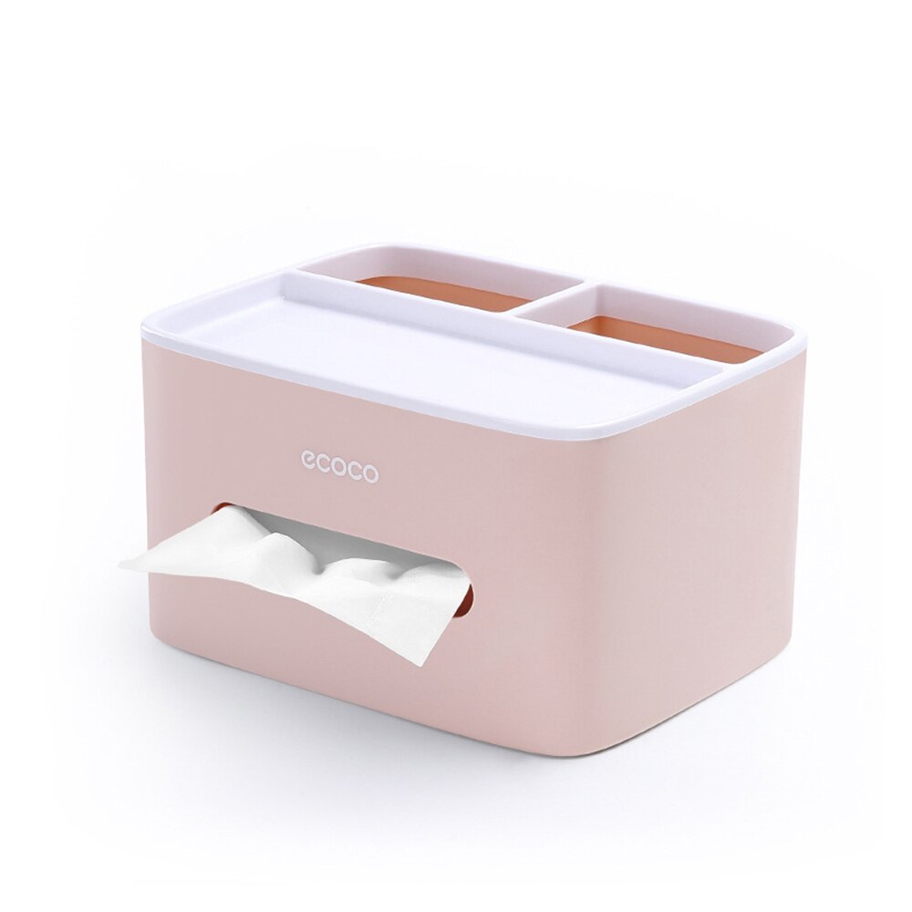 Ecoco makeup arrangør med aftagelig juvelerbakke tissuekasse badeværelse tissue dispenser bærbar servietholder bordtelefonholder: S