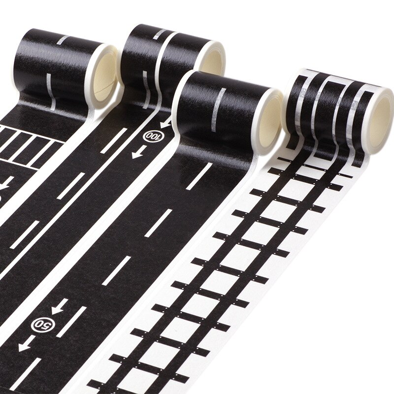 48 mmx 5m jernbane vej papir washi tape bred trafik vej klæbende malertape vej klistermærke til børn legetøj bil leg