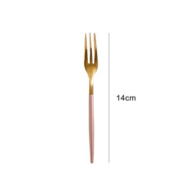 Korean Royal Pink Golden Tableware Cutlery Set Dinner Knife S poon Fork Sets 18/8 Stainless Steel Western Gold Dinnerware Set1pc: fruit fork