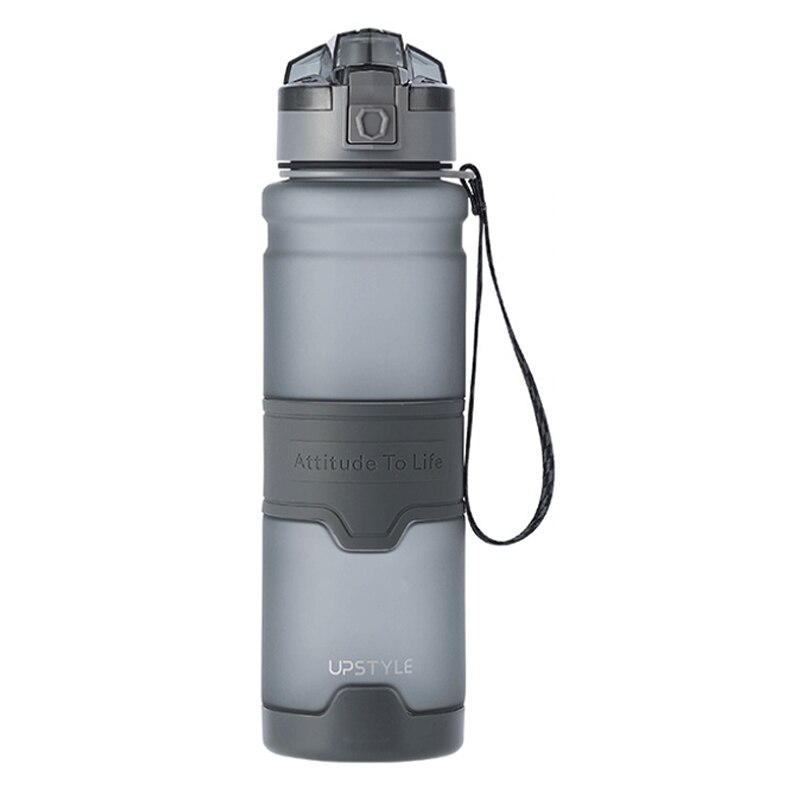 Opgestoken Kapsel 1000Ml Draagbare Lekvrij Anti-Fall Sport Water Fles Gym Fitness Drinken Flessen Shaker Waterbottle: Gray