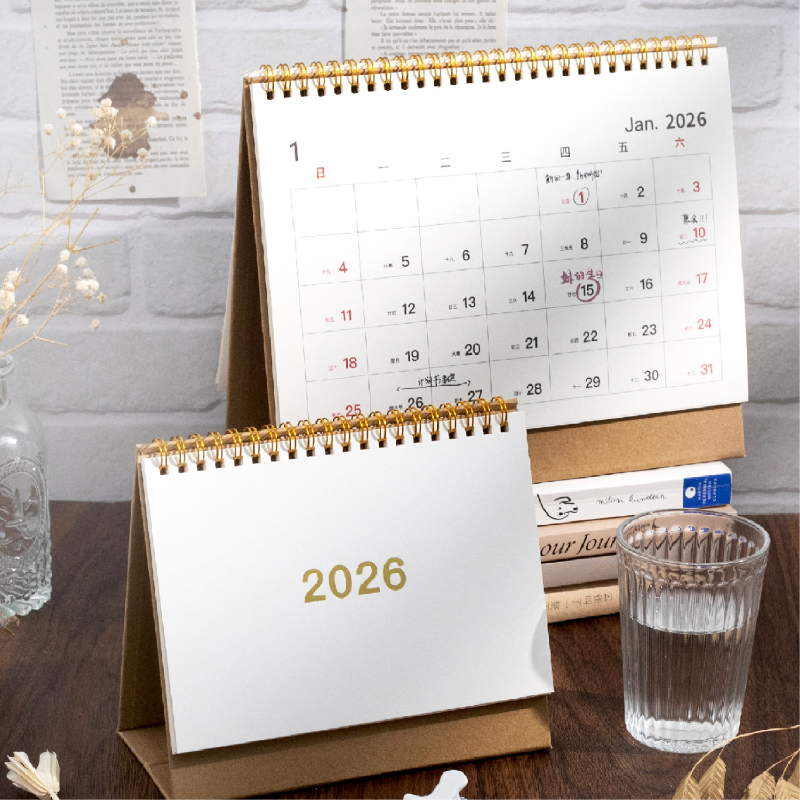Journal GO Draagbare vereenvoudigde staande kalender 2026 pagina's Flip Desktop Ornament Check-in Planner Kalender School Office Supply