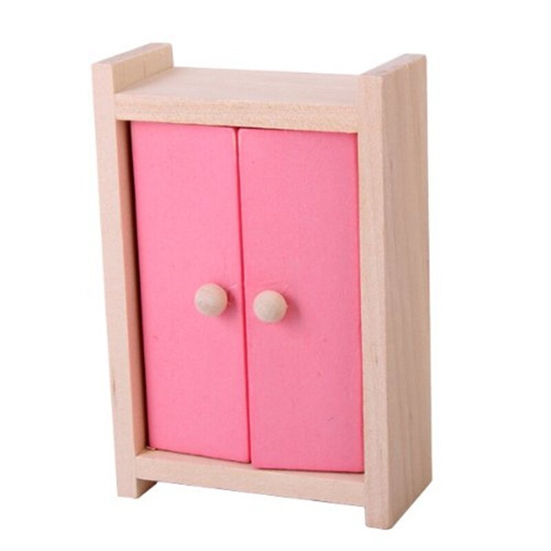 Mini Children Wooden Doll House Furniture Kids Bedroom