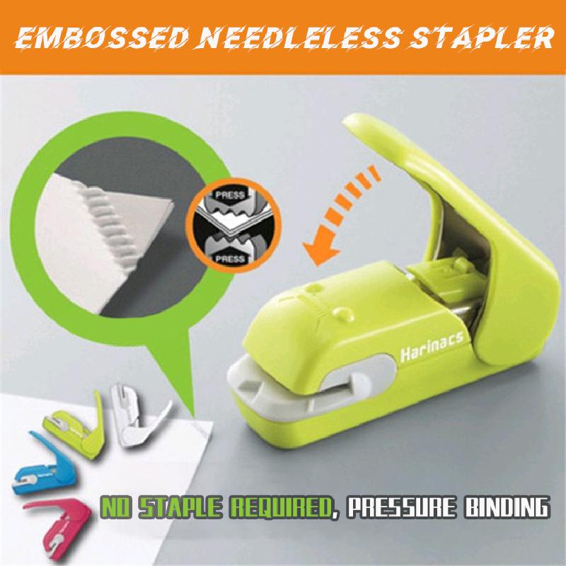 Environmentally Staple Free Stapler Harinacs Press & Safe Student Stationery Office Supplies No Need To Change Holes