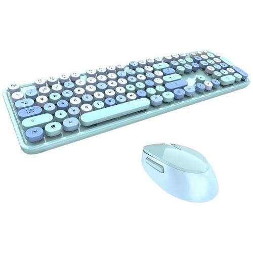 Juego de teclado y ratón inalámbrico portátil, accesorio bonito y Universal de 2,4 Ghz para ordenador de oficina: Azul