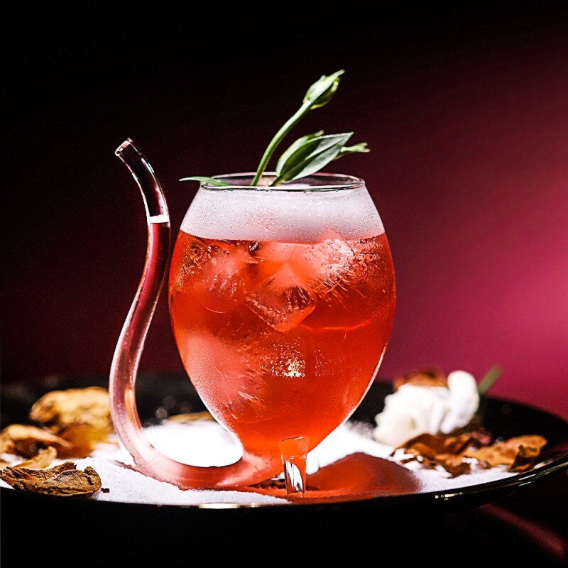 Vampir Rotwein Saft Glas Tasse Becher Mit Gebaut in Trinken Rohr Stroh Wärme-widerstand Vampir Cocktail Wein Glas 300ml
