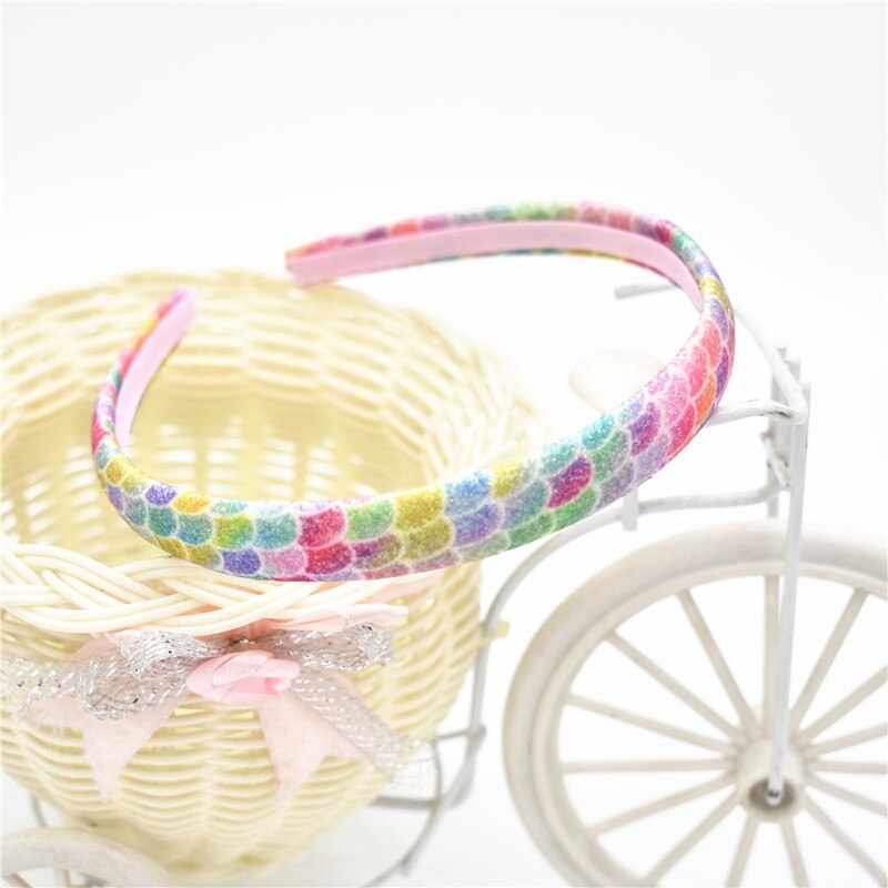 1pcs Pu shiny rainbow gradient hair band women's children's flash Bow Headband lace Headband