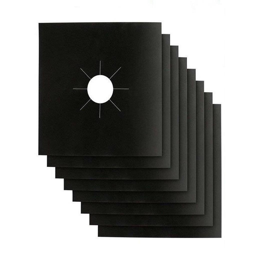 38# 8pcs Gas Stove Top Protective Film Reusable Non-stick Lid Liner Cleaning Film: Black 