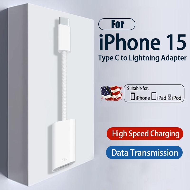 Adapter OTG do iPhone'a 15 Pro Max USB C do Lightning Szybkie ładowanie Transfer danych Konwerter typu C do Apple iPad MacBook