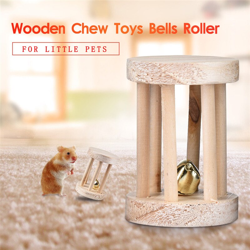 Mooie Houten Chew Little Huisdieren Speelgoed Bells Roller voor hamsters chinchilla cavia en andere kleine huisdieren