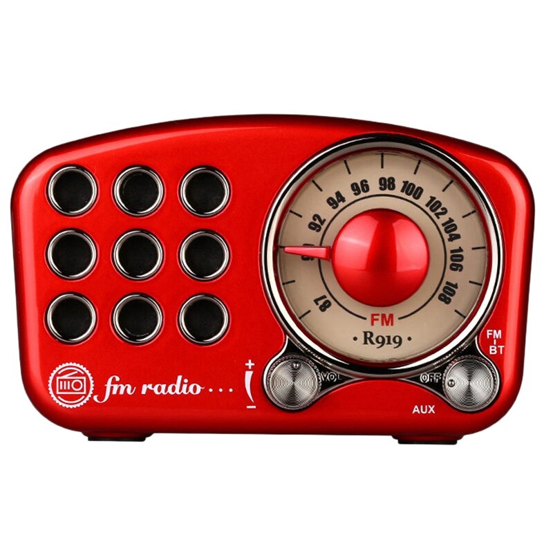 R919 retro Radio Bluetooth Lautsprecher, FM Radio Mit Altmodische Klassische Stil, Bluetooth, Tf-karte Slot: rot